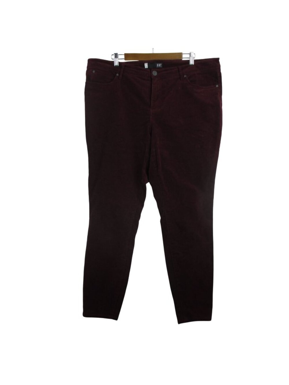 Kut From The Kloth Diana Fab Ab Skinny High-Rise Corduroy Pants Burgundy 18W